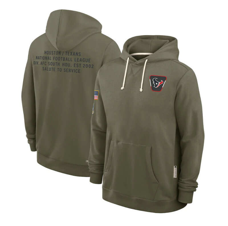 NFL Officially Licensed Houston Texans Pullover Hoodie for autumn winter,long sleeve,army green
