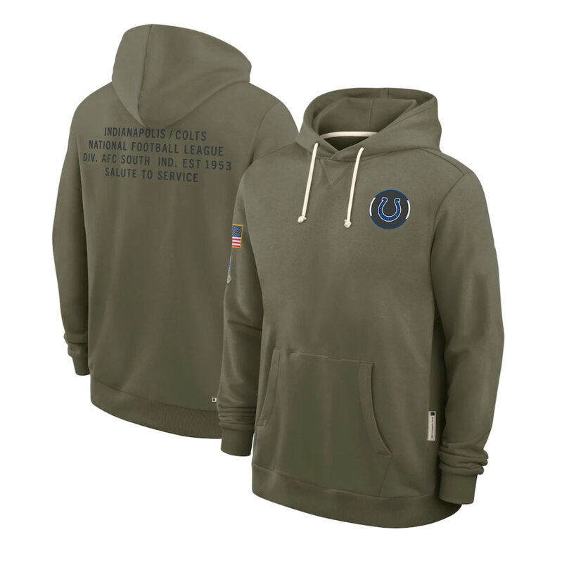 NFL Officially Licensed Indianapolis Colts Pullover Hoodie for autumn winter,long sleeve,army green