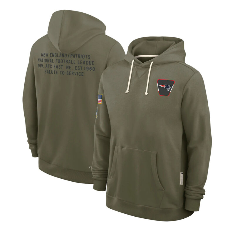 NFL Officially Licensed New England Patriots Pullover Hoodie for autumn winter,long sleeve,army green