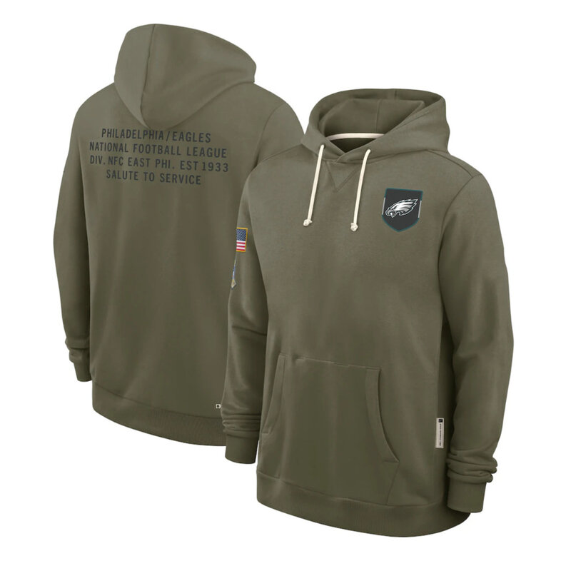 NFL Officially Licensed Philadelphia Eagles Pullover Hoodie for autumn winter,long sleeve,army green