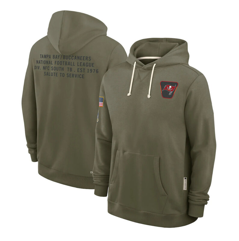 NFL Officially Licensed Tampa Bay Buccaneers Pullover Hoodie for autumn winter,long sleeve,army green