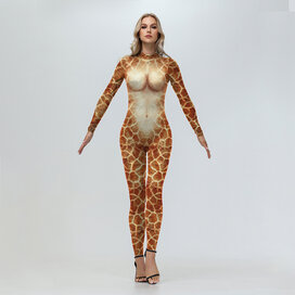 Giraffe Cosplay Bodysuit For Lady ,Long Sleeve Jumpsuit Costume
